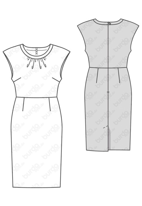 Pattern Sheath dress with dropped shoulder line (Burda 2/2019, pattern number 6288 B)