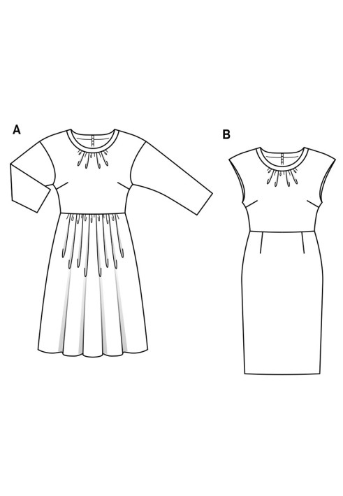 Выкройка Платье-футляр с приспущенной линией плеч (Burda 2/2019, № выкройки 6288 B)