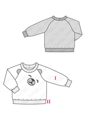 Pattern Raglan pullover with animalistic decor (Burda 2/2019, pattern number 9308 A)