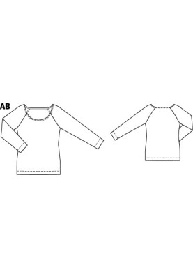 Pattern Raglan pullover with a wide neckline (Burda 3/2011, pattern number 137A)