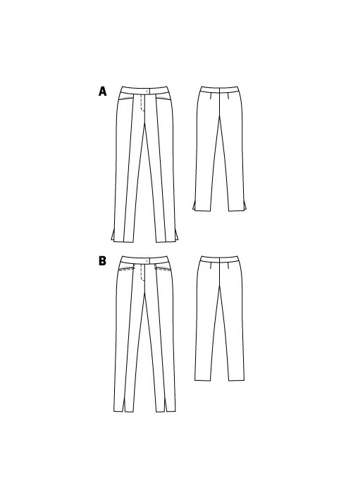 Pattern Pants of a narrow cut with slits in the side seams (Burda 8/2012, pattern number 129 A)