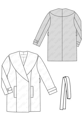 Pattern Half coat of straight cut with a wide shawl collar (Burda 2/2018, pattern number 6394 B)