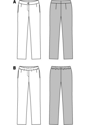 Pattern Straight-cut pants with an elastic waistband (Burda 1/2014, pattern number 6952 B)