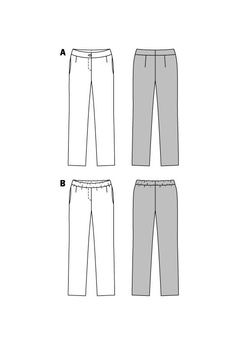 Pattern Straight-cut pants with an elastic waistband (Burda 1/2014, pattern number 6952 B)