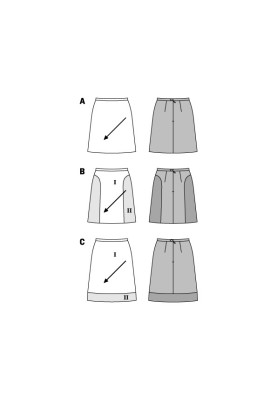 Pattern A-line skirt with a narrow waist (Burda 2/2016, pattern number 6612 A)