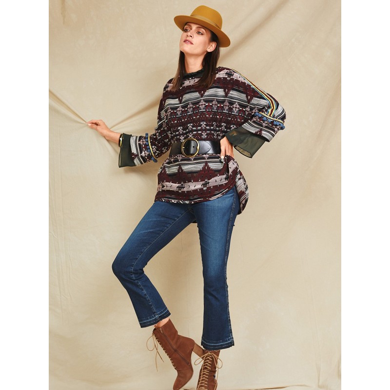 Pattern Wide blouse with...