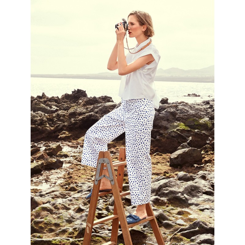 Pattern Wide trousers 7/8...