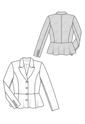 Pattern Jacket of a fitted silhouette with a peplum (Burda 2/2016, pattern number 6570 B)