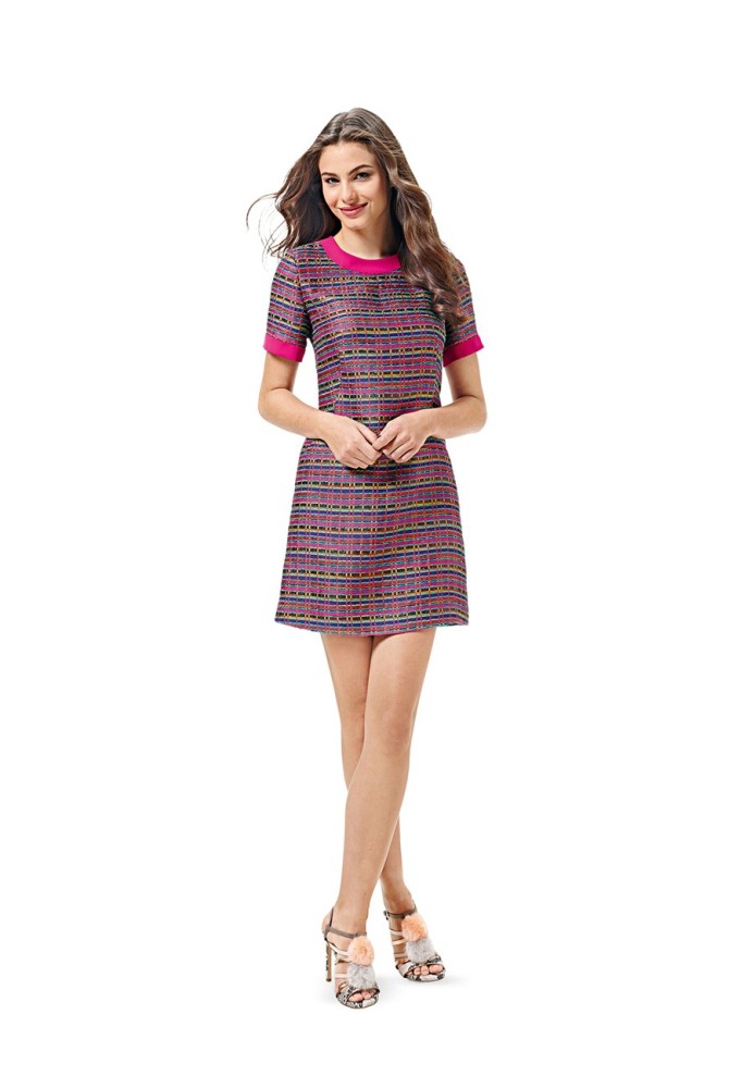 Pattern Mini dress with oblique pleats (Burda 2/2016, pattern number 6591 A)