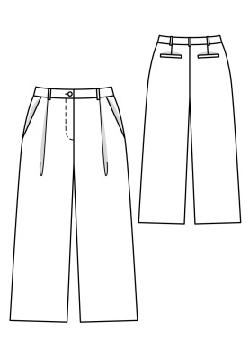 Pattern Pants of a classic cut with pleats at the waist (Burda 6/2019, pattern number 114)