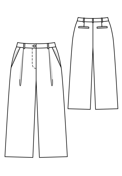 Pattern Pants of a classic cut with pleats at the waist (Burda 6/2019, pattern number 114)