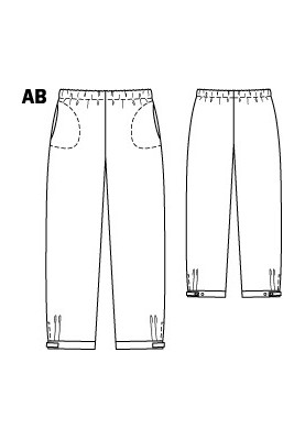 Pattern Pants of a spacious cut with an elastic waistband (Burda 4/2011, pattern number 139 B)