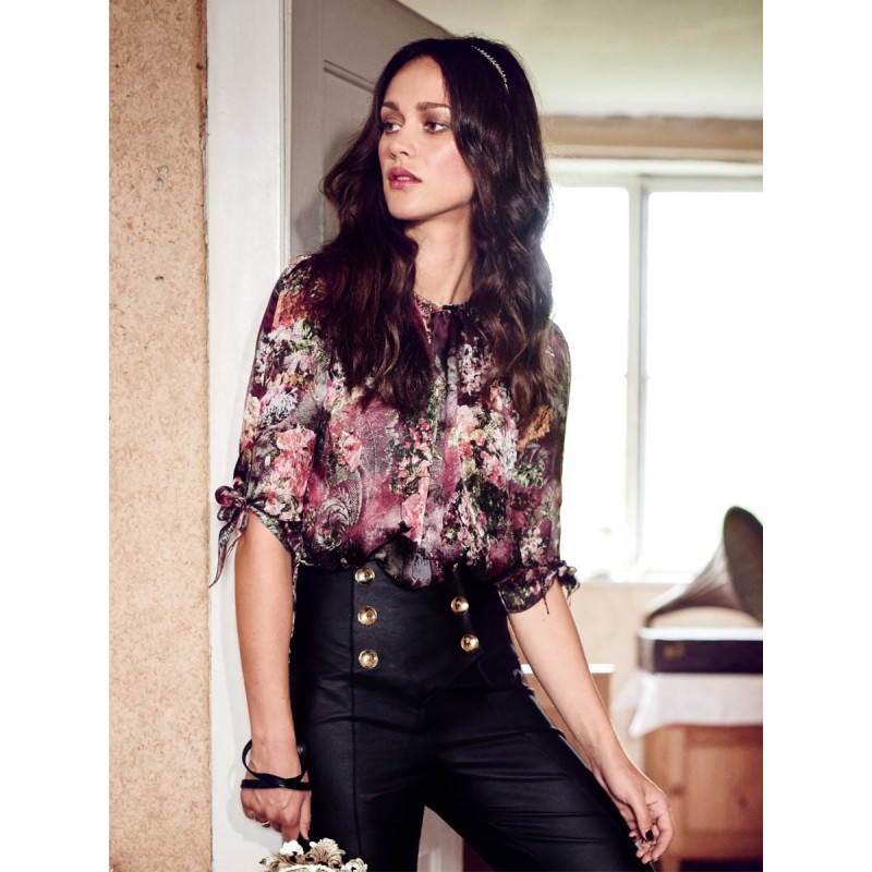 Pattern Blouse with 3/4...