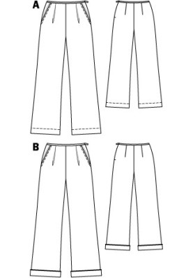 Выкройка Брюки в пижамном стиле (Burda 8/2012, № выкройки 124 A)