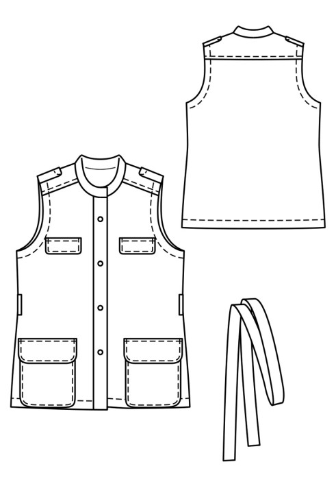 Pattern Vest with a belt in safari style (Burda. Fashion Plus 1/2019, pattern number 412)