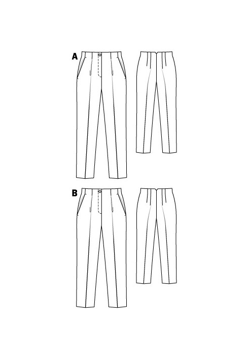 Pattern Pants of a tapered cut with a high waist (Burda 2/2011, pattern number 136 B)