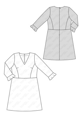 Pattern Dress cut-off with ruffles on the sleeves (Burda 2/2019, pattern number 6255 B)