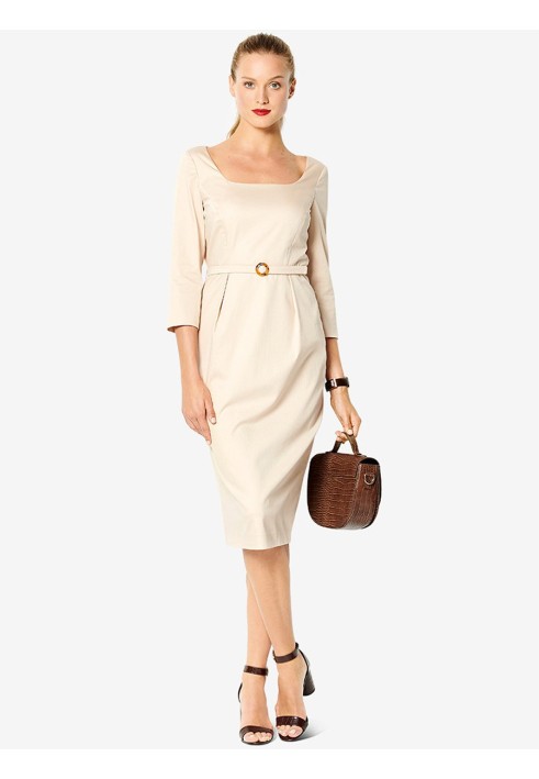 Pattern Sheath dress with long sleeves and belt (Burda 1/2020, pattern no. 6220 B)