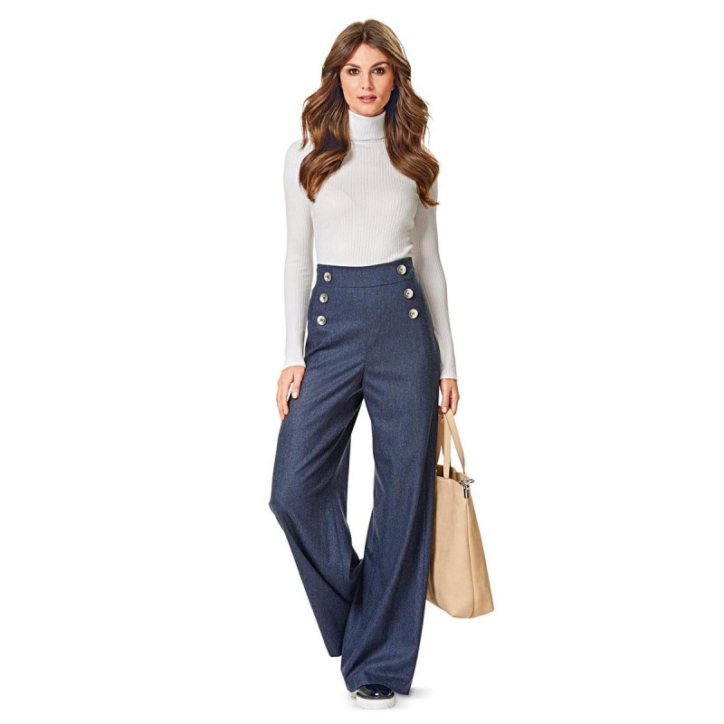 Pattern Wide-cut pants with...