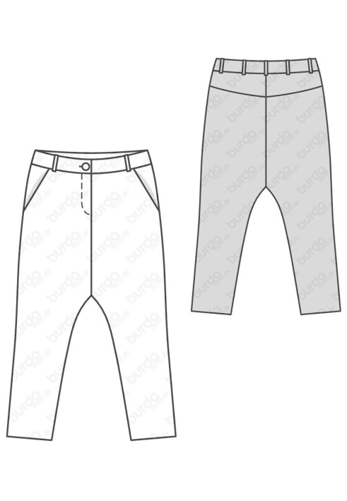 Pattern Harem pants with zippers at the bottom of the legs (Burda 2/2018, pattern number 6358 A)