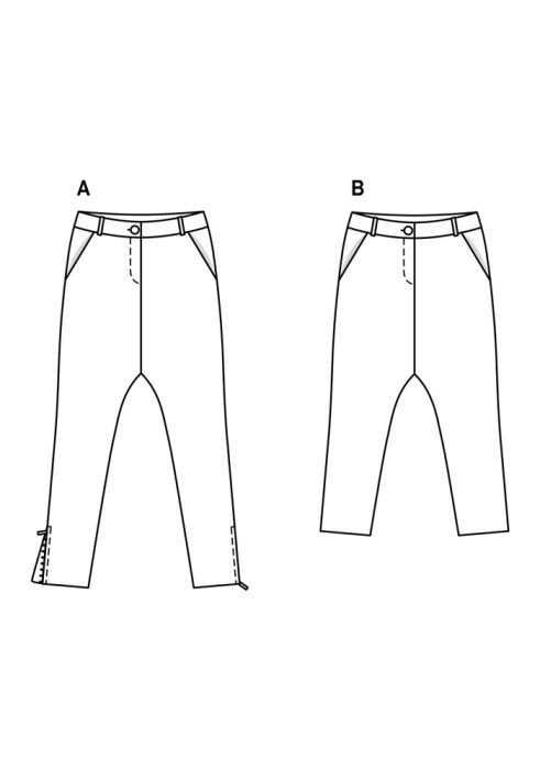 Выкройка Брюки-саруэлы с молниями внизу брюки (Burda 2/2018, № выкройки 6358 A)