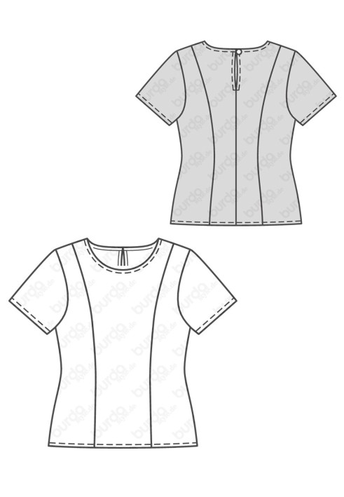 Pattern Short-sleeved fitted top (Burda 1/2017, pattern no. 6525 B)