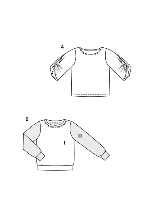 Выкройка Футболка с широкими укороченными рукавами (Burda 1/2020, № выкройки 6246 A)