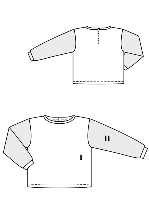 Pattern Straight-cut pullover with a fastener on the back (Burda 3/2019, pattern number 121)