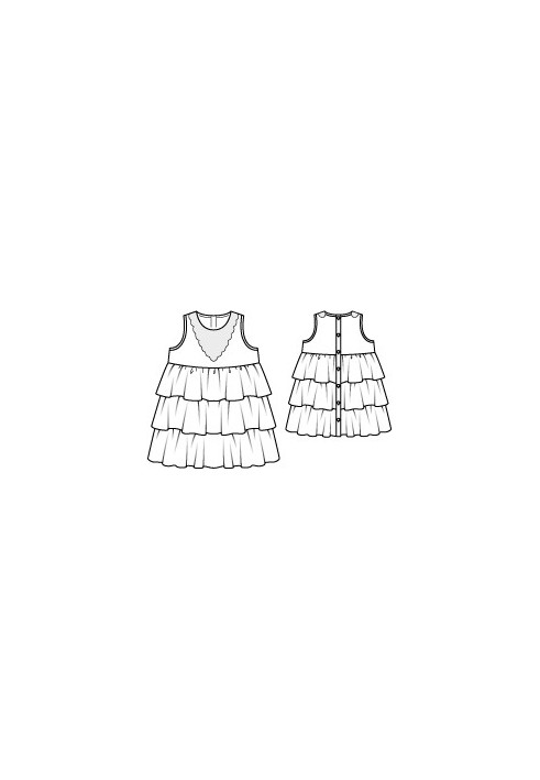 Pattern Dress of an empire silhouette with tiers of frills (Burda 7/2011, pattern number 148)