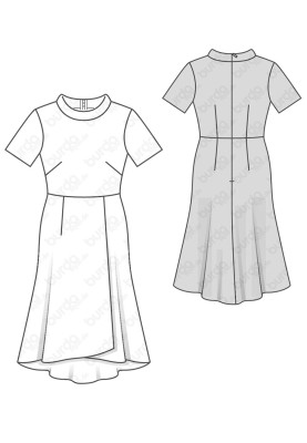 Pattern A cut-off dress with a wide stand-up collar (Burda 2/2016, pattern number 6565 A)