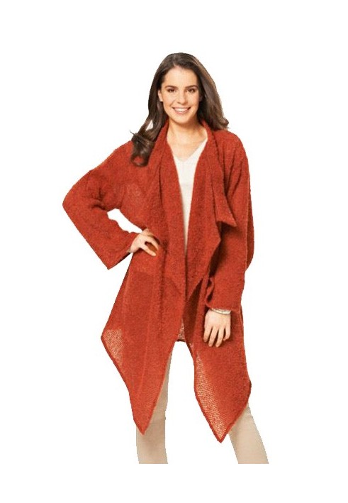 Long cardigan pattern with falling pleats (Burda 2/2015, pattern number 6738 A)