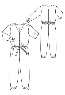 Pattern Satin jumpsuit with long sleeves (Burda 4/2019, pattern number 121)