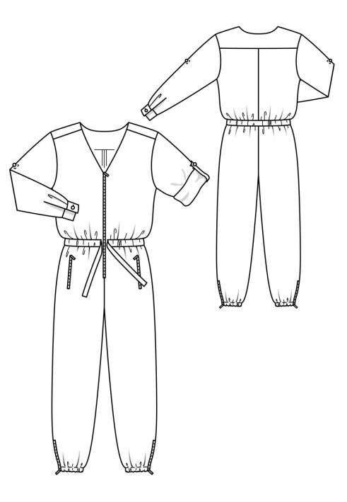 Pattern Satin jumpsuit with long sleeves (Burda 4/2019, pattern number 121)