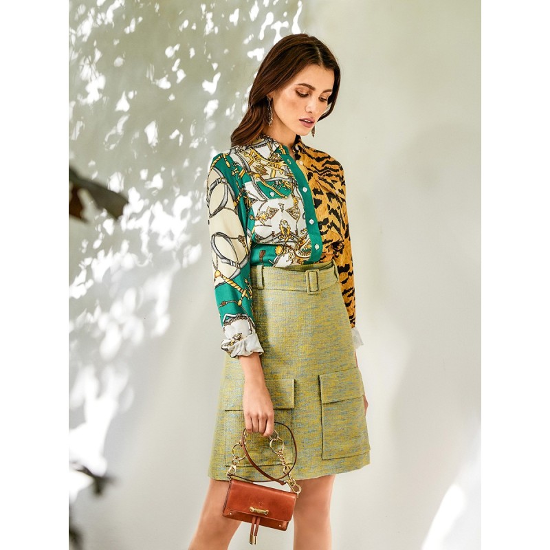 Pattern A-line skirt with...