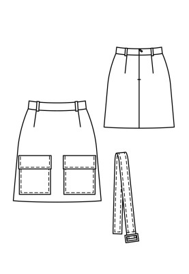 Pattern A-line skirt with belt and large pockets (Burda 2/2020, pattern number 107)