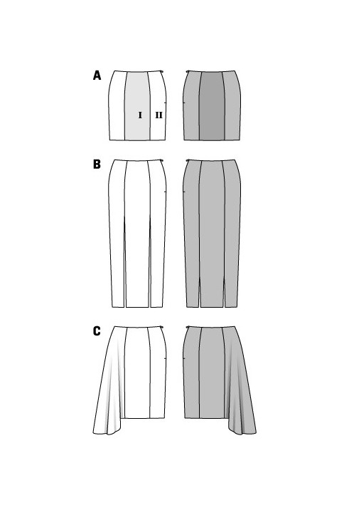 Выкройка Юбка с асимметричным клином годе (Burda 2/2014, № выкройки 6854 C)