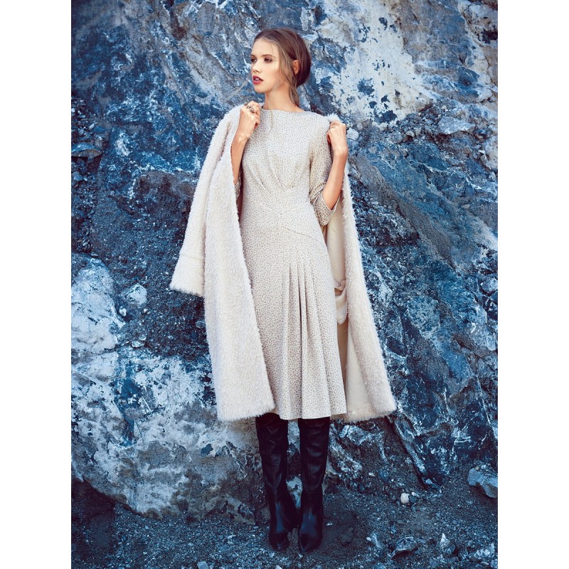 Pattern Dress with 3/4...