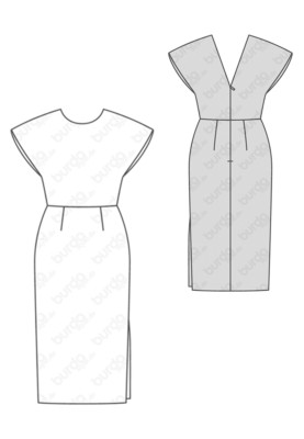 Pattern A cutaway dress with a deep cut on the back (Burda 1/2018, pattern number 6439 B)