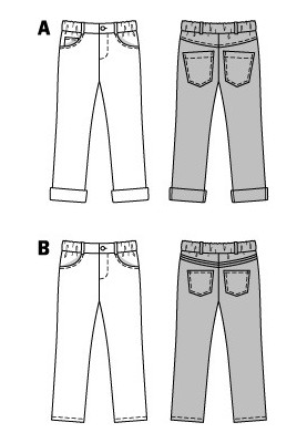 Выкройка Брюки в джинсовом стиле (Burda 2/2015, № выкройки 9406 B)