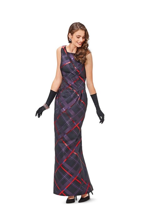 Pattern Dress of a fitted cut with an original collar (Burda 2/2016, pattern number 6585 A)