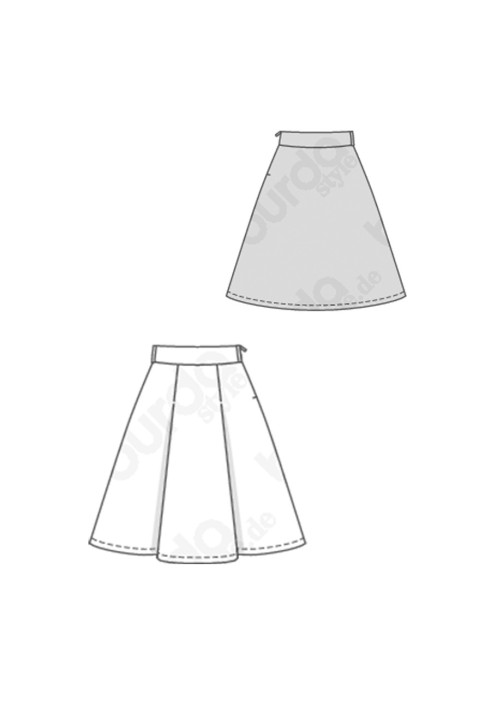 Pattern A-line skirt with bow pleat and belt (Burda 1/2020, pattern no. 6247 B)