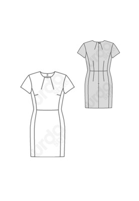 Pattern Dress-sheath with oblique folds near the neck (Burda 1/2020, pattern number 6210 B)