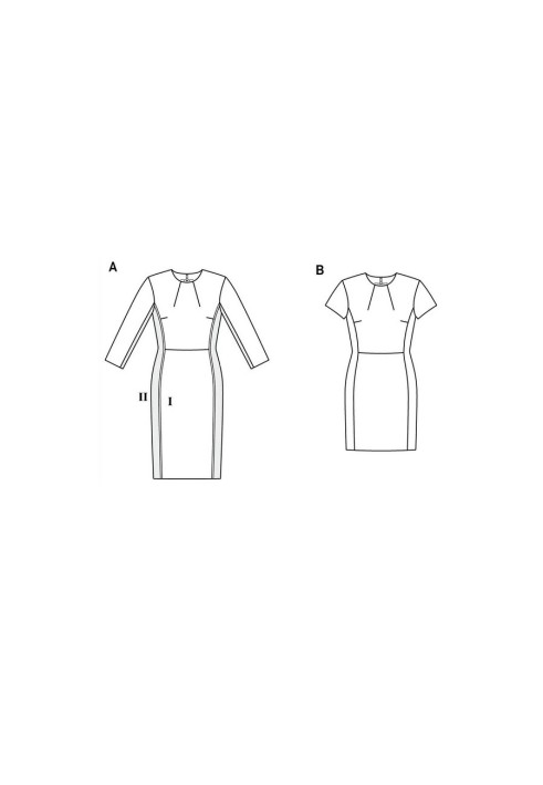 Pattern Dress-sheath with oblique folds near the neck (Burda 1/2020, pattern number 6210 B)