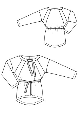 Pattern Pullover of a fitted silhouette with an asymmetrical bottom (Burda 2/2019, pattern number 111 B)