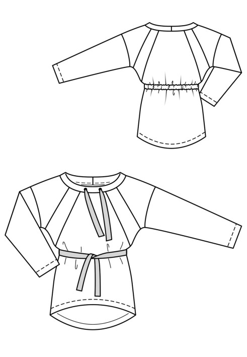 Pattern Pullover of a fitted silhouette with an asymmetrical bottom (Burda 2/2019, pattern number 111 B)