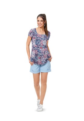 Pattern T-shirt with a spacious cut with short sleeves (Burda 2/2016, pattern number 6607 B)