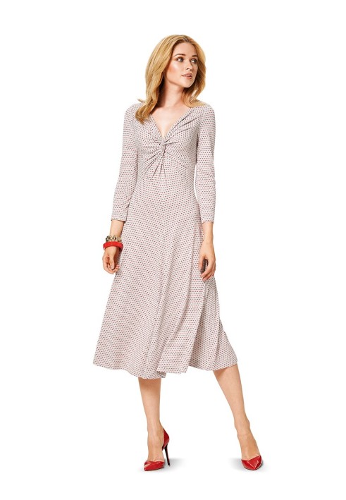 Pattern Knitted dress with drapes and a deep neckline (Burda 1/2014, pattern number 6911 C)