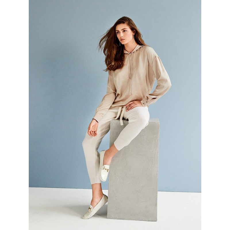 Pattern Satin anorak with a...