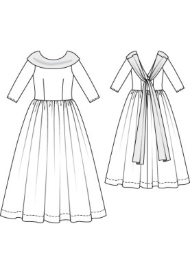 Pattern Long wedding dress with a wide collar (Burda 3/2011, pattern number 107)