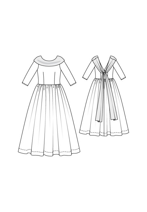 Pattern Long wedding dress with a wide collar (Burda 3/2011, pattern number 107)